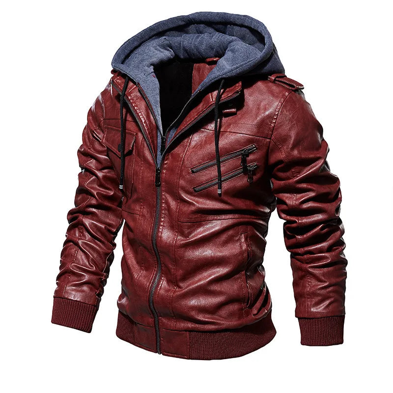 MANSSINO™ | Hooded Leather Jacket
