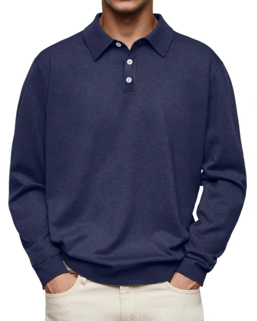 MANSSINO™ | Men's Long-Sleeve Polo with Contrast Collar