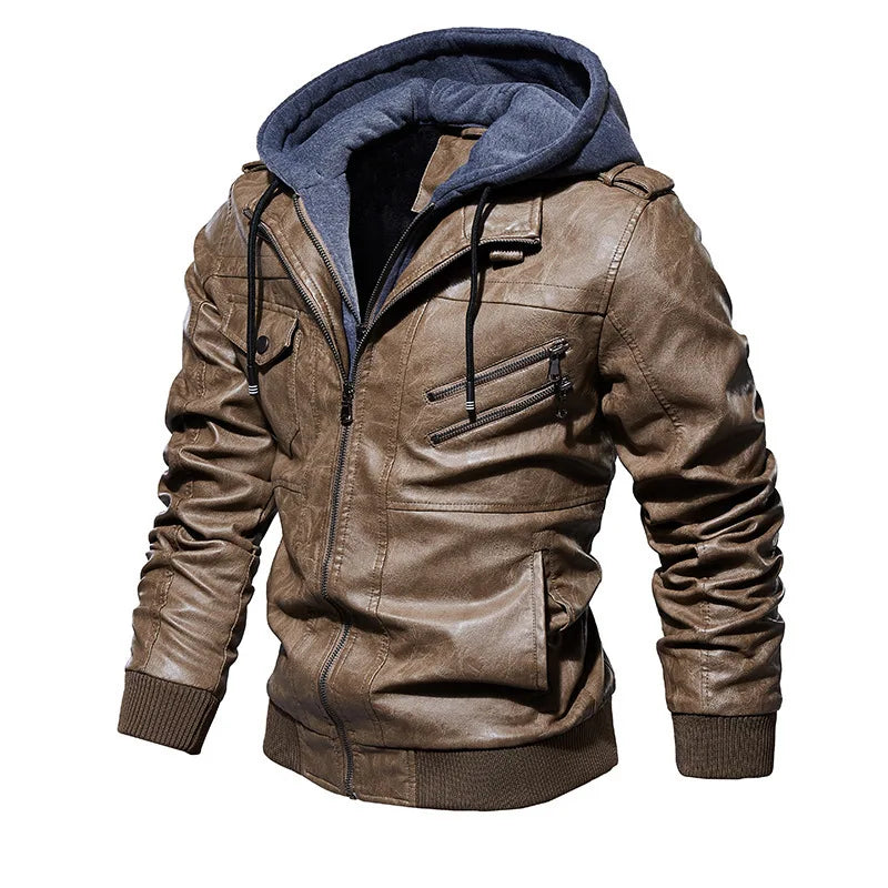 MANSSINO™ | Hooded Leather Jacket