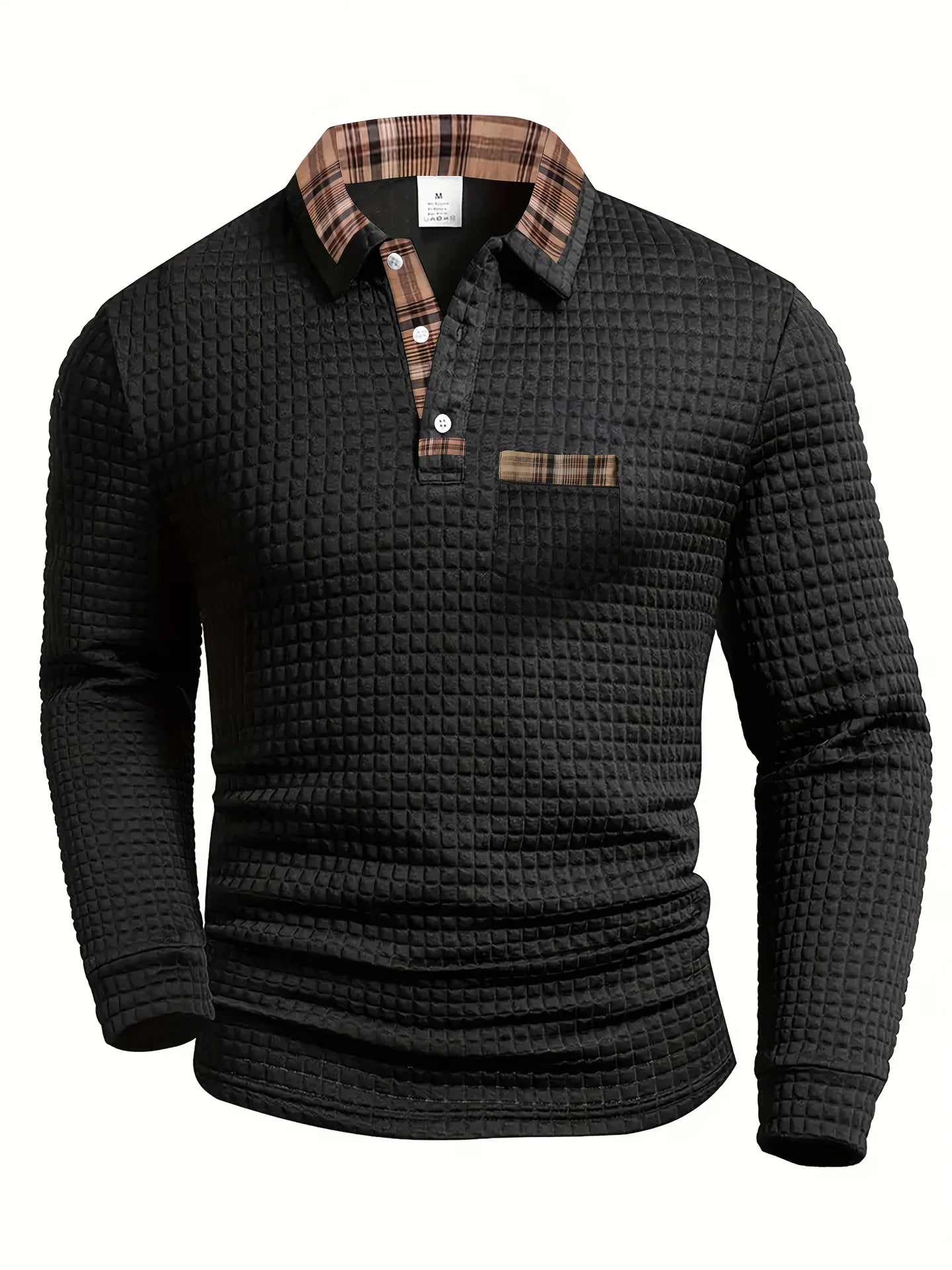MANSSINO™ | Fine-Check Long Sleeve Polo