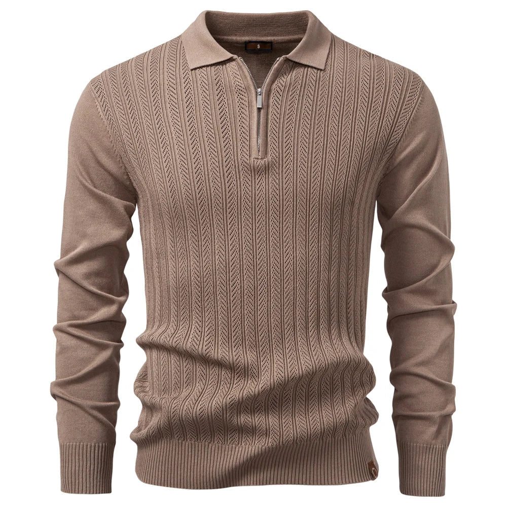 MANSSINO™ | Textured Zip-Neck Polo