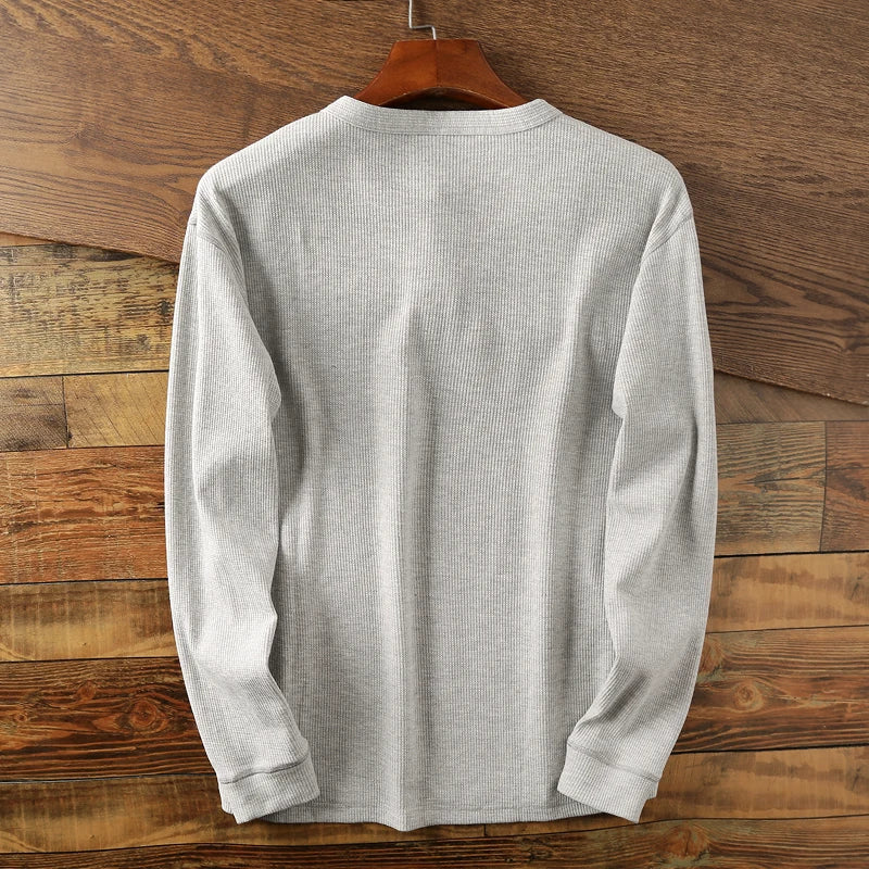 MANSSINO™ | Waffle-Knit Long Sleeve Henley