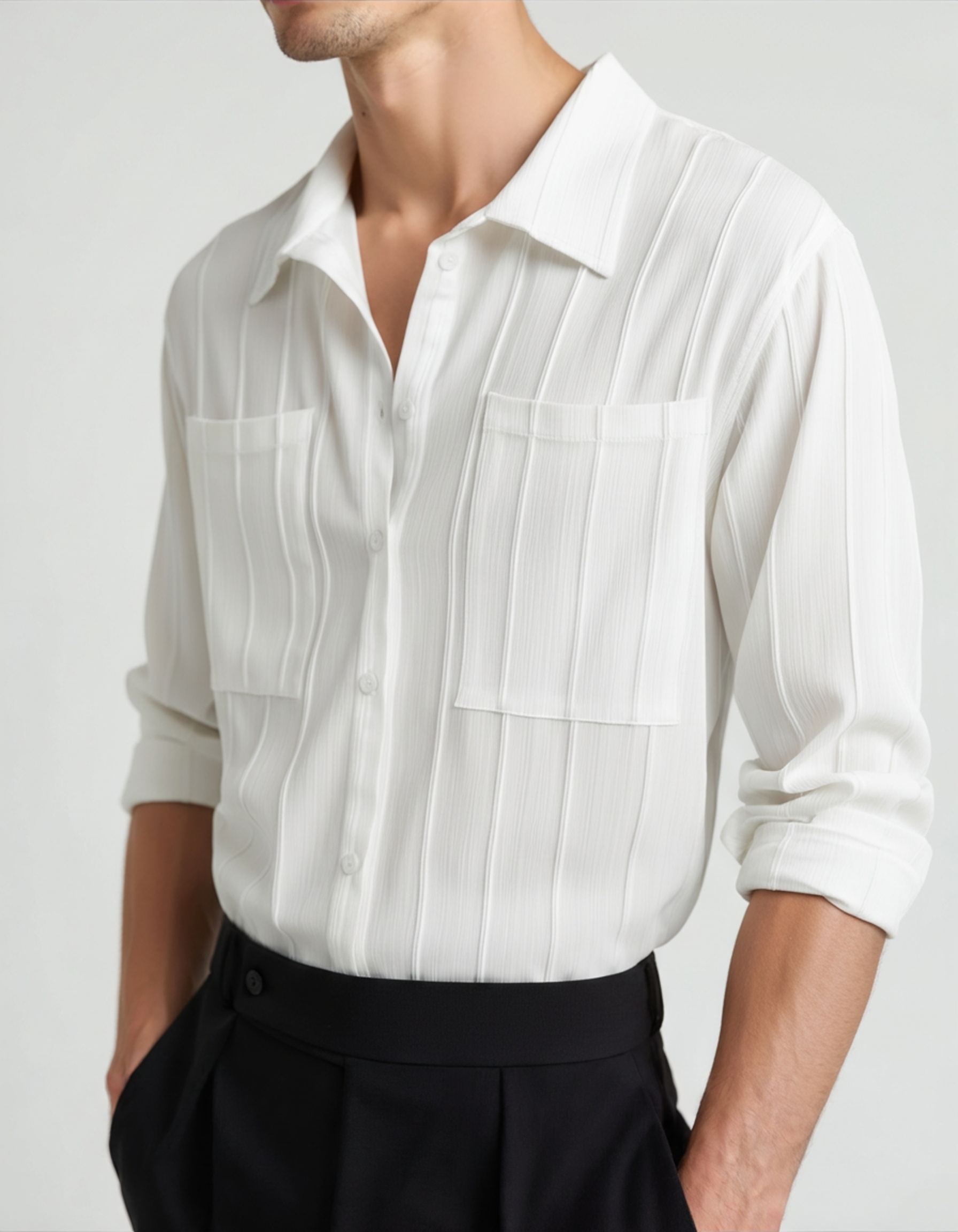 MANSSINO™| TEXTURED RIBBED SHIRT