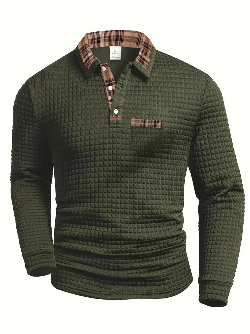 MANSSINO™ | Fine-Check Long Sleeve Polo
