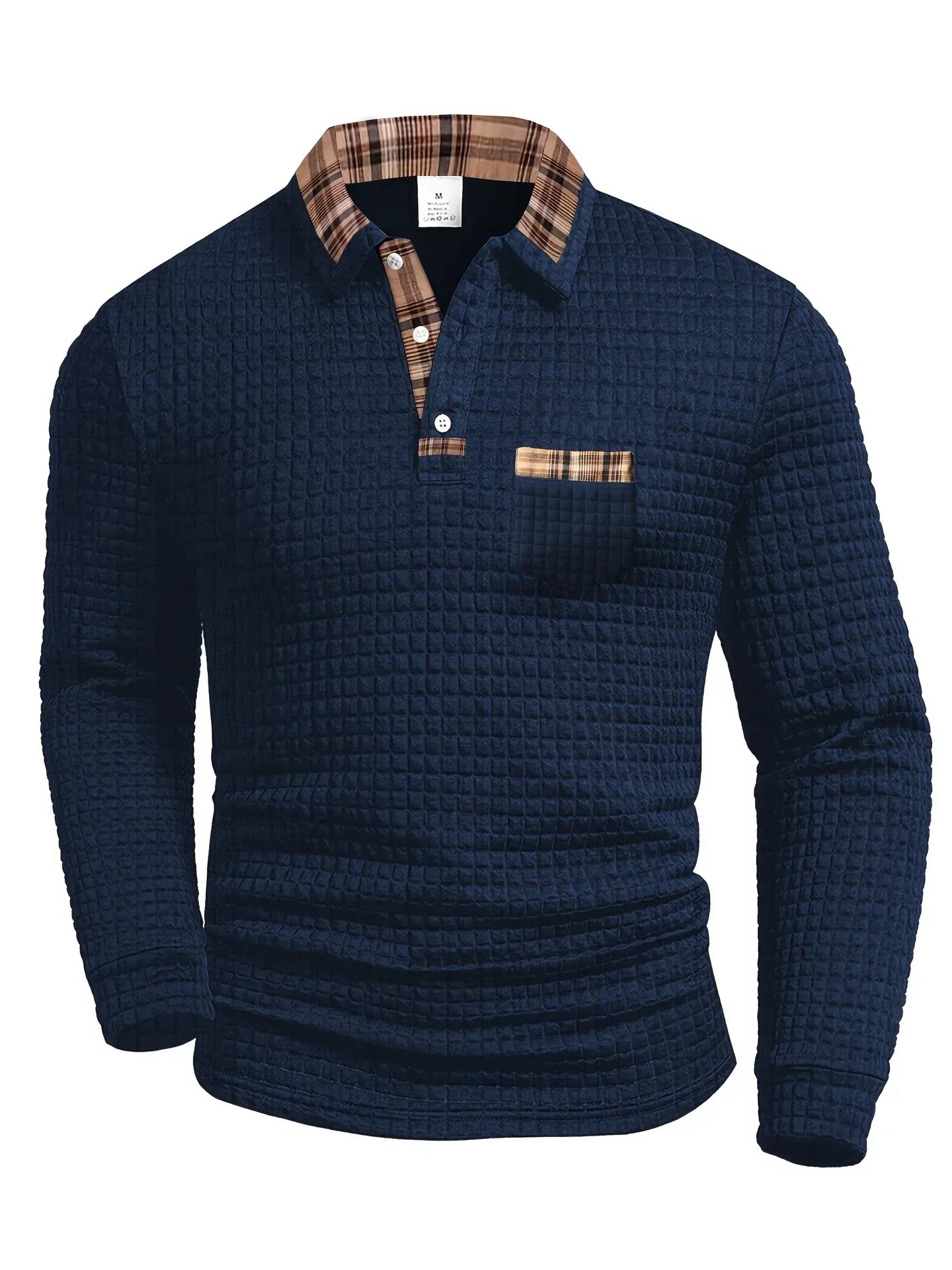 MANSSINO™ | Fine-Check Long Sleeve Polo