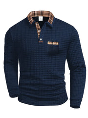 MANSSINO™ | Fine-Check Long Sleeve Polo