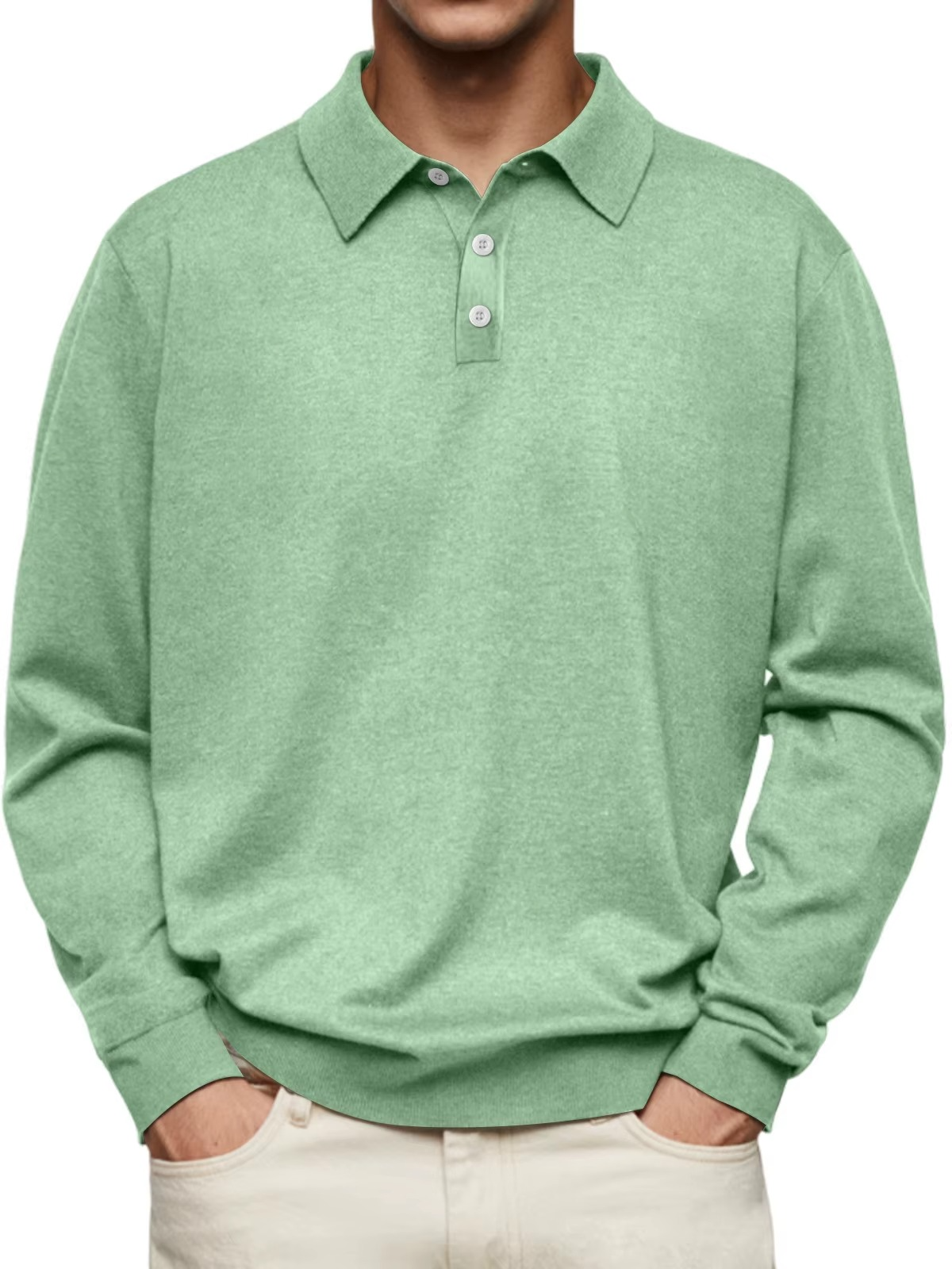 MANSSINO™ | Men's Long-Sleeve Polo with Contrast Collar