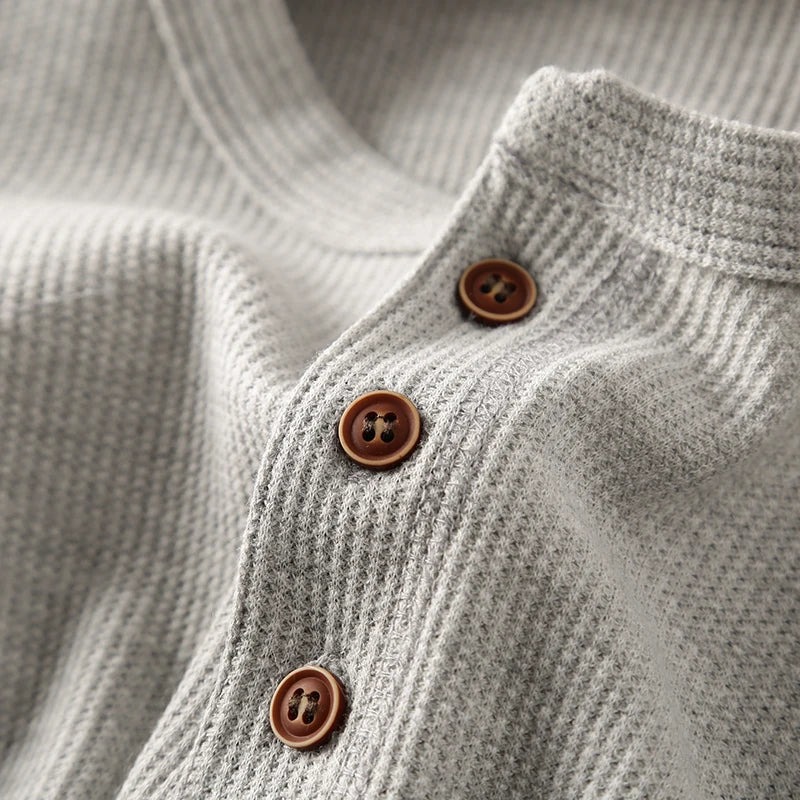 MANSSINO™ | Waffle-Knit Long Sleeve Henley