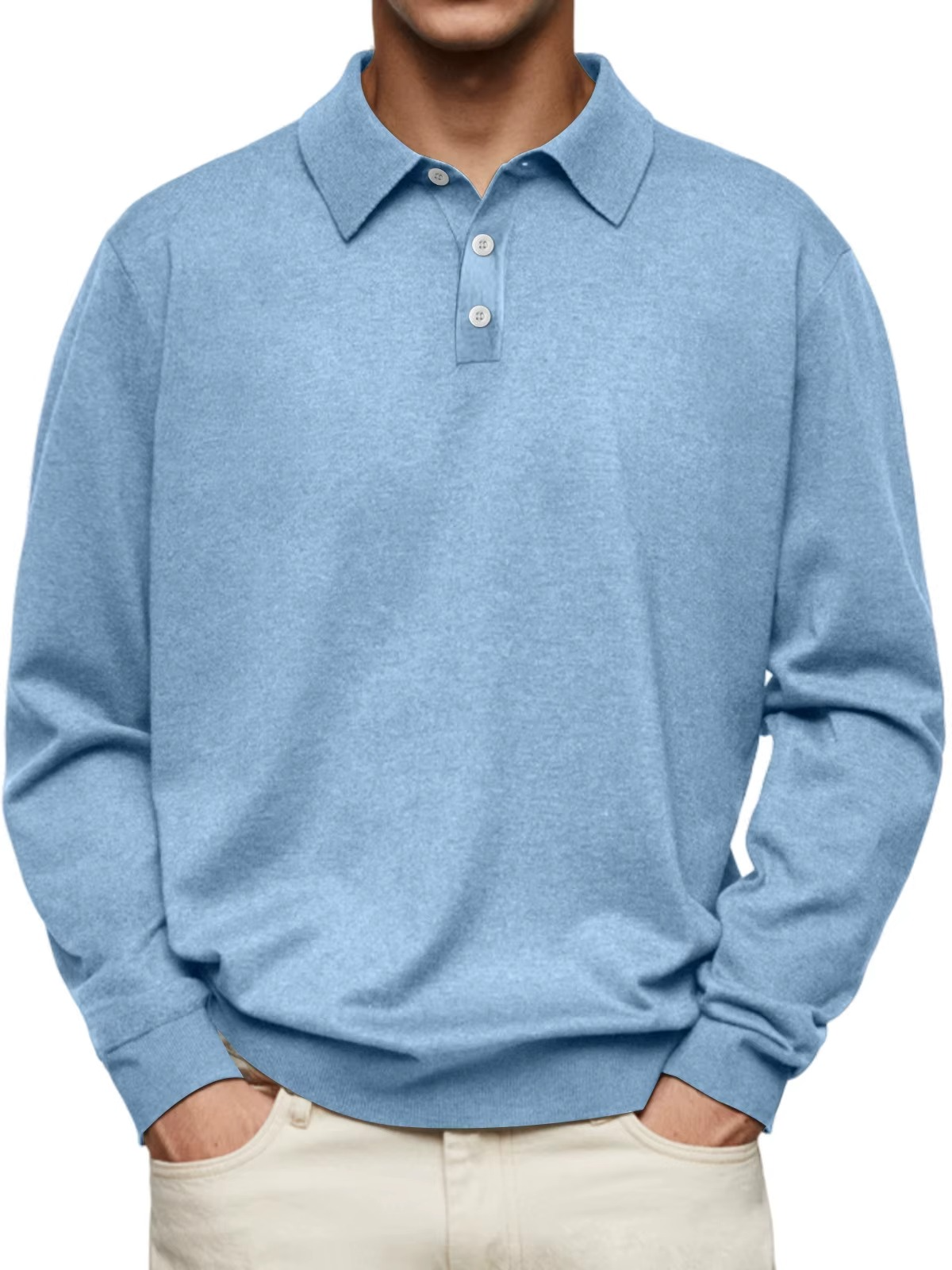 MANSSINO™ | Men's Long-Sleeve Polo with Contrast Collar