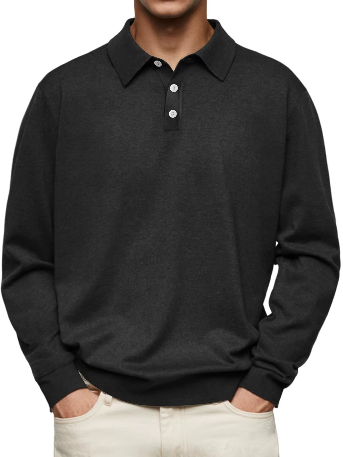 MANSSINO™ | Men's Long-Sleeve Polo with Contrast Collar