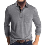 MANSSINO™ | Men's Long-Sleeve Jersey Polo with Pocket