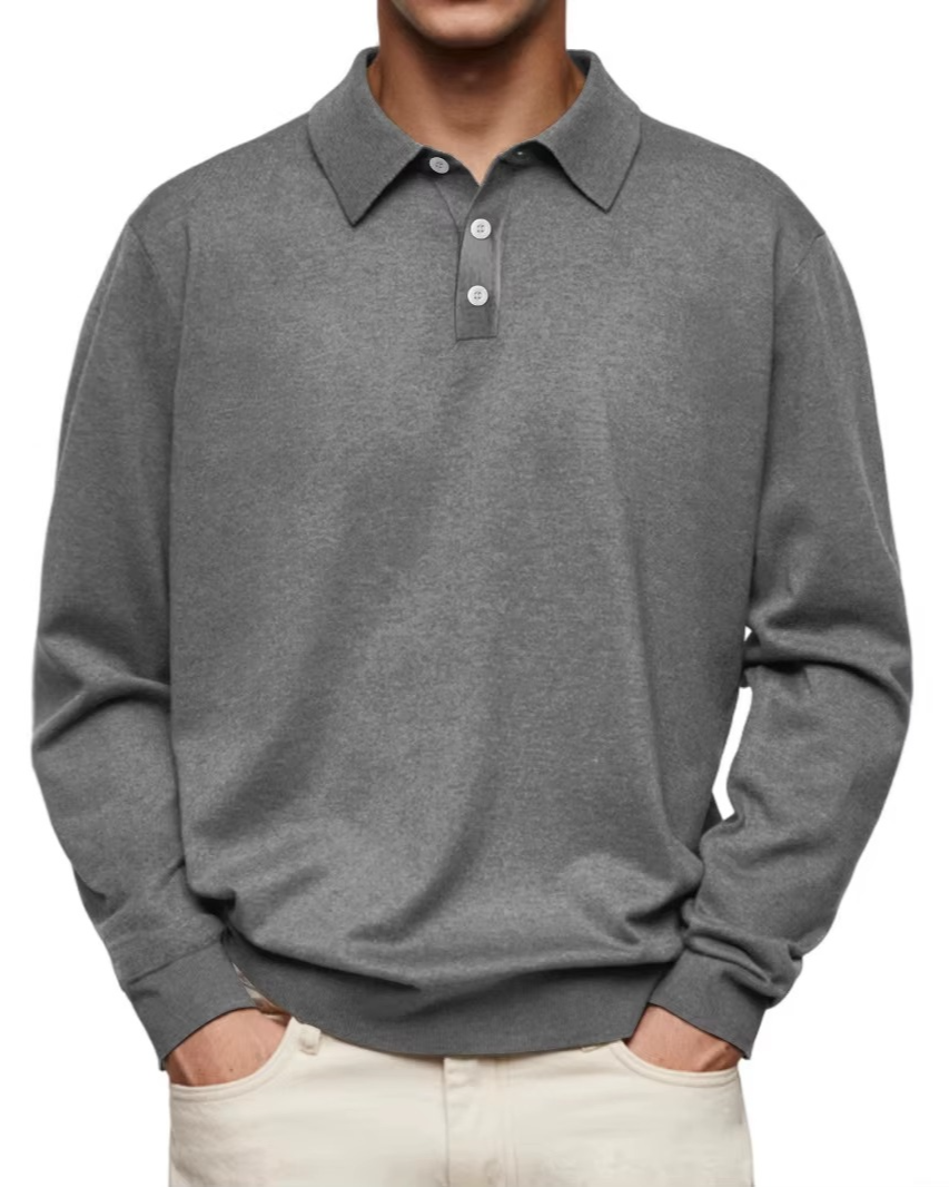 MANSSINO™ | Men's Long-Sleeve Polo with Contrast Collar