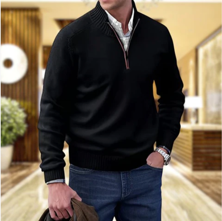 MANSSINO™ | Zip-Neck High-collar knit
