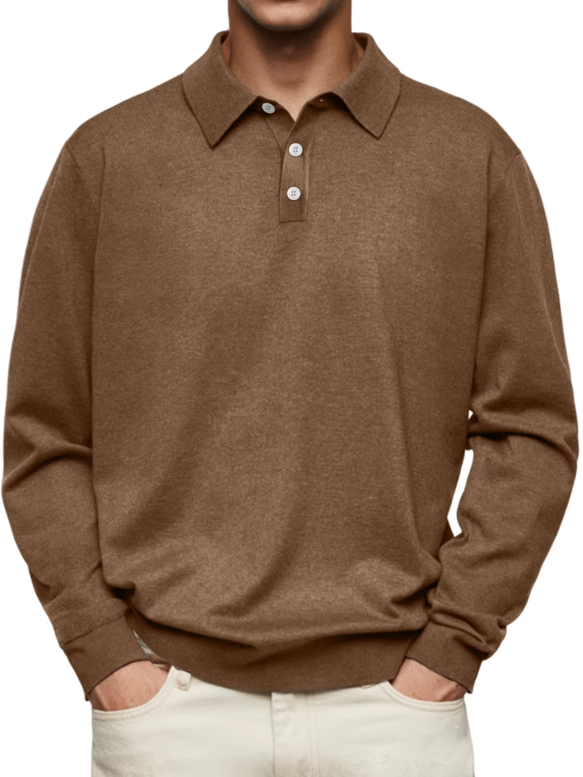 MANSSINO™ | Men's Long-Sleeve Polo with Contrast Collar