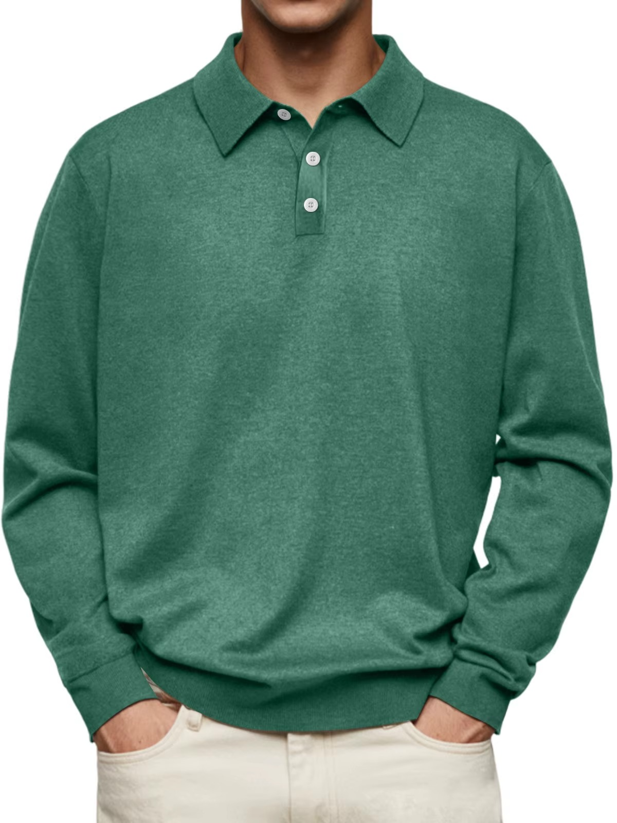 MANSSINO™ | Men's Long-Sleeve Polo with Contrast Collar