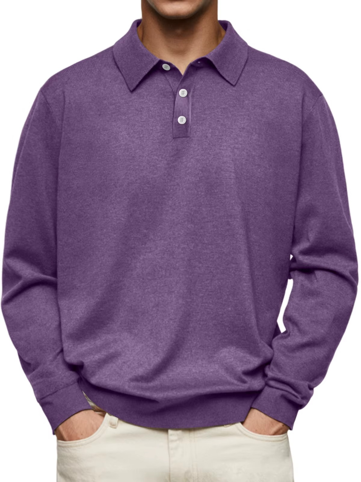 MANSSINO™ | Men's Long-Sleeve Polo with Contrast Collar