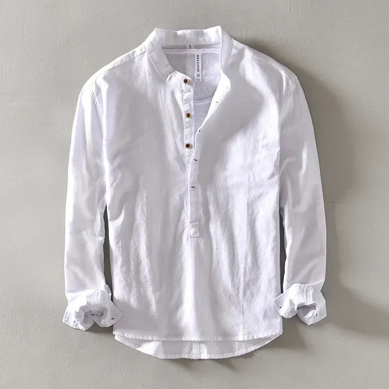 MANSSINO™ | Men's Linen Collarless Short-Sleeve Shirt