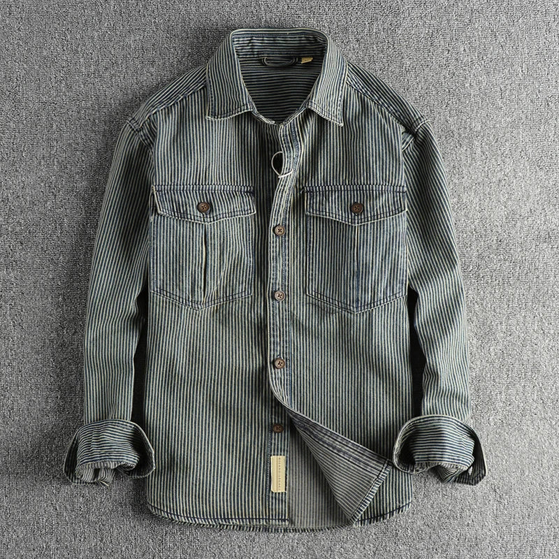MANSSINO™ | Men's Striped Denim Shirt
