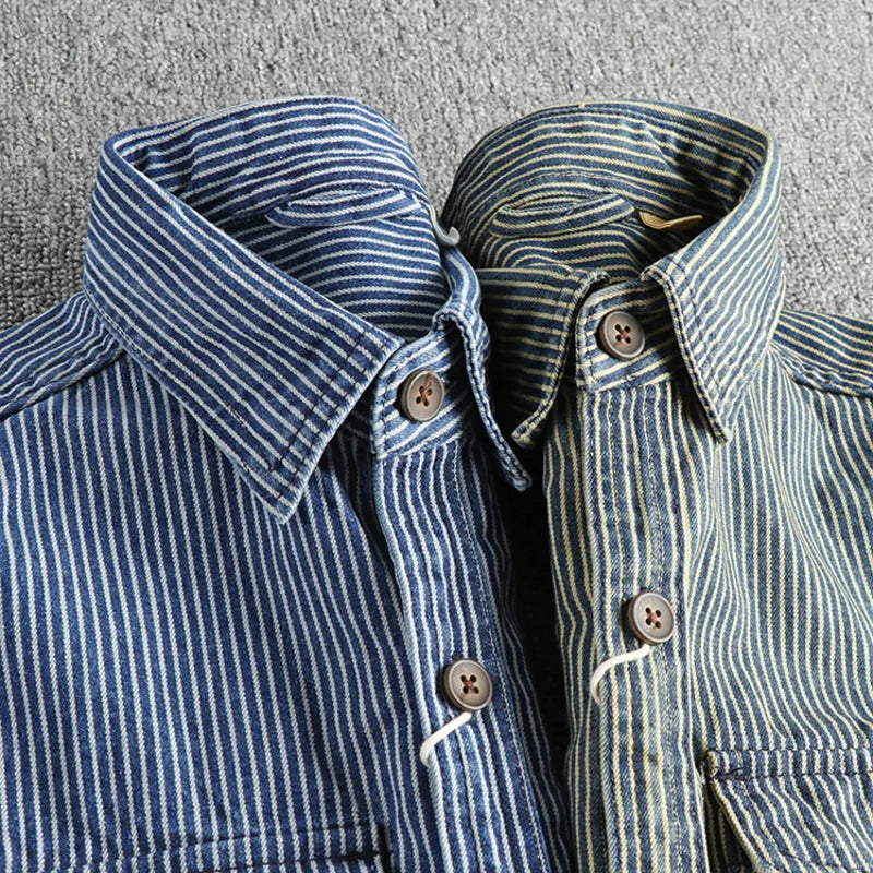 MANSSINO™ | Men's Striped Denim Shirt