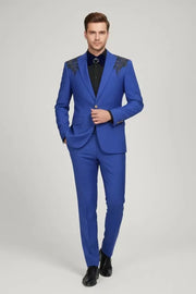 MANSSINO™ | Men's Embellished Peak Lapel 2-Piece Suit