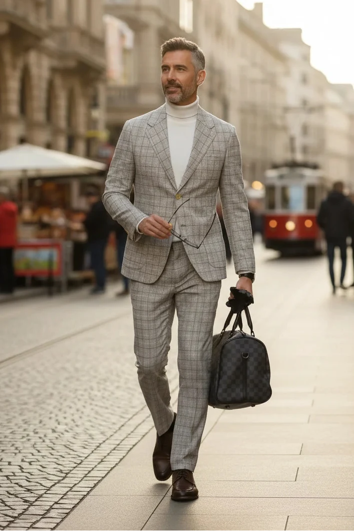 MANSSINO™ | Men's Urban Gentleman Plaid 2-Piece Suit