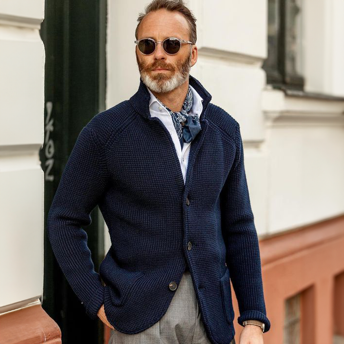 MANSSINO™ | Military-Knit Button Cardigan