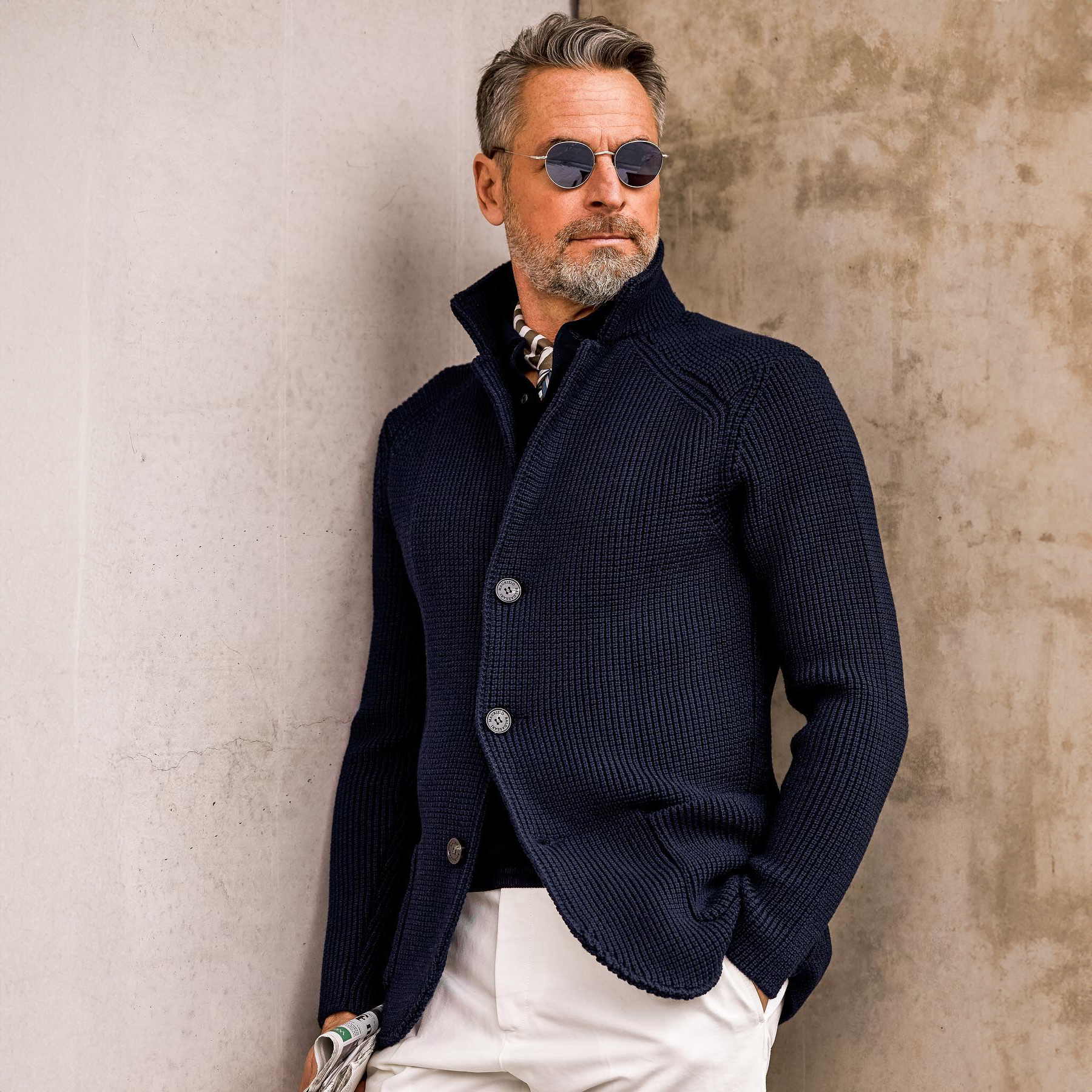 MANSSINO™ | Military-Knit Button Cardigan