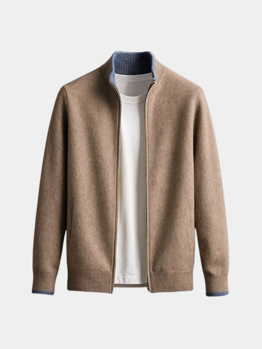 MANSSINO™ | Contrast-Trim Full-Zip Knit