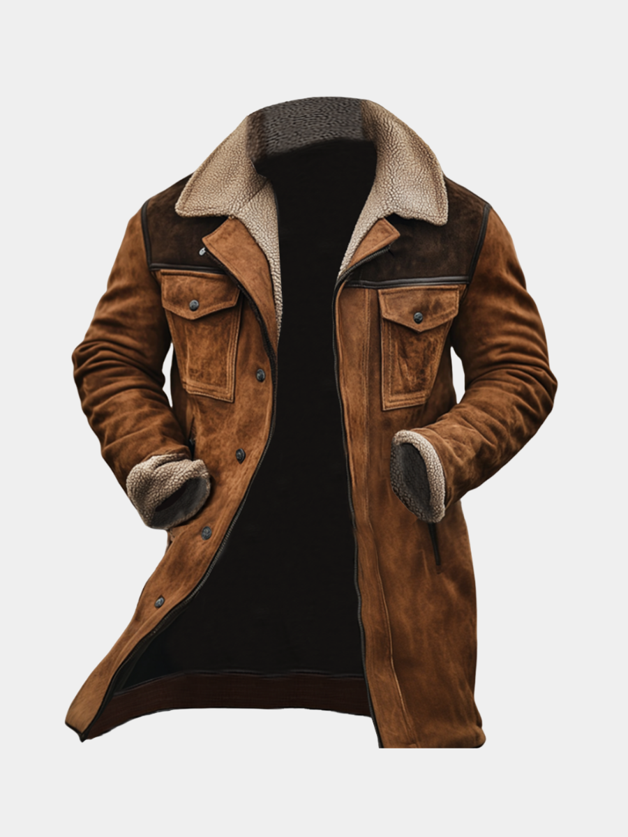 MANSSINO™ | Men's Mid-Length Shearling-Trim Winter Coat