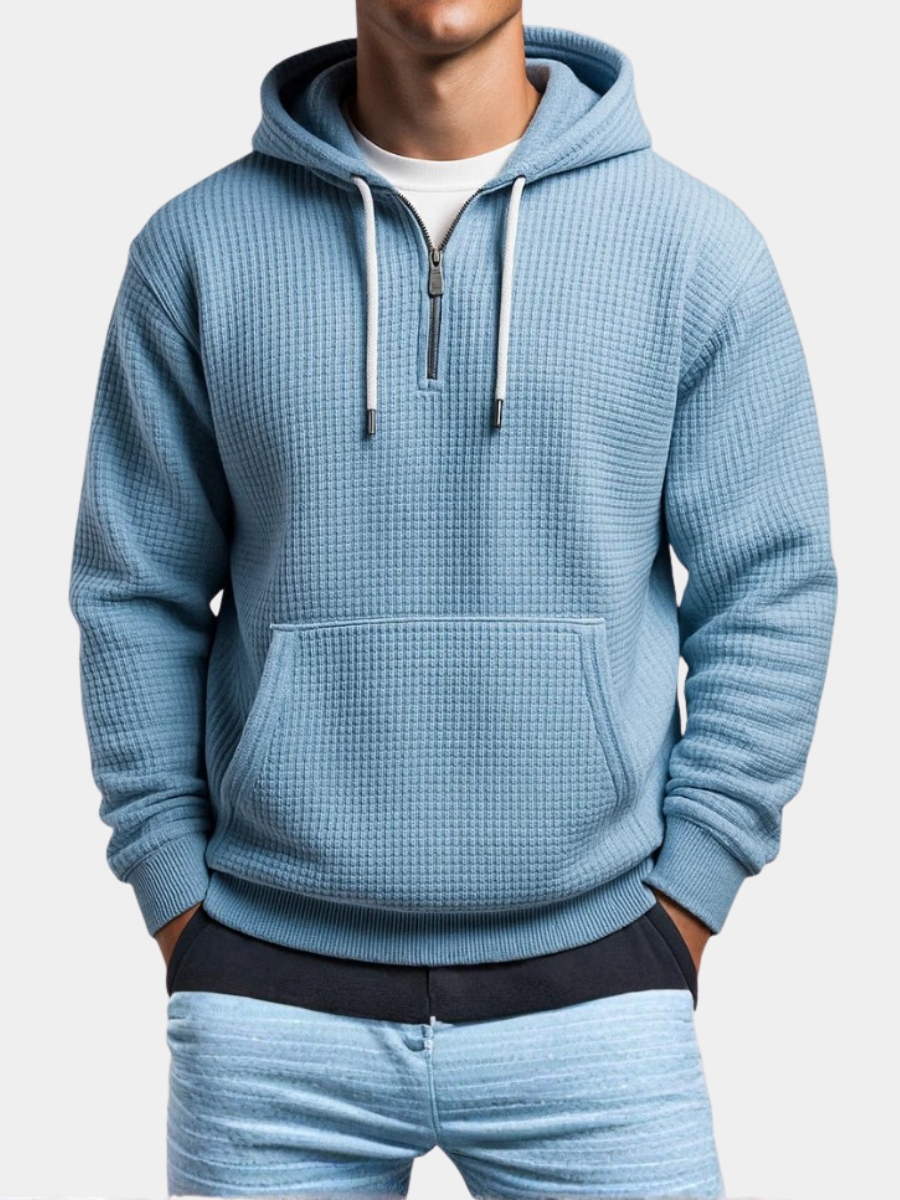 MANSSINO™ | Waffle-Knit Half-Zip Hoodie