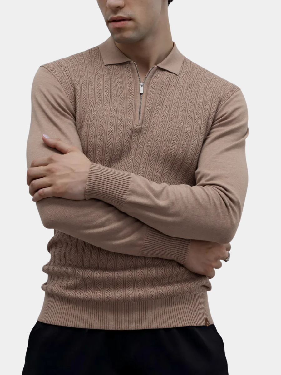 MANSSINO™ | Textured Zip-Neck Polo