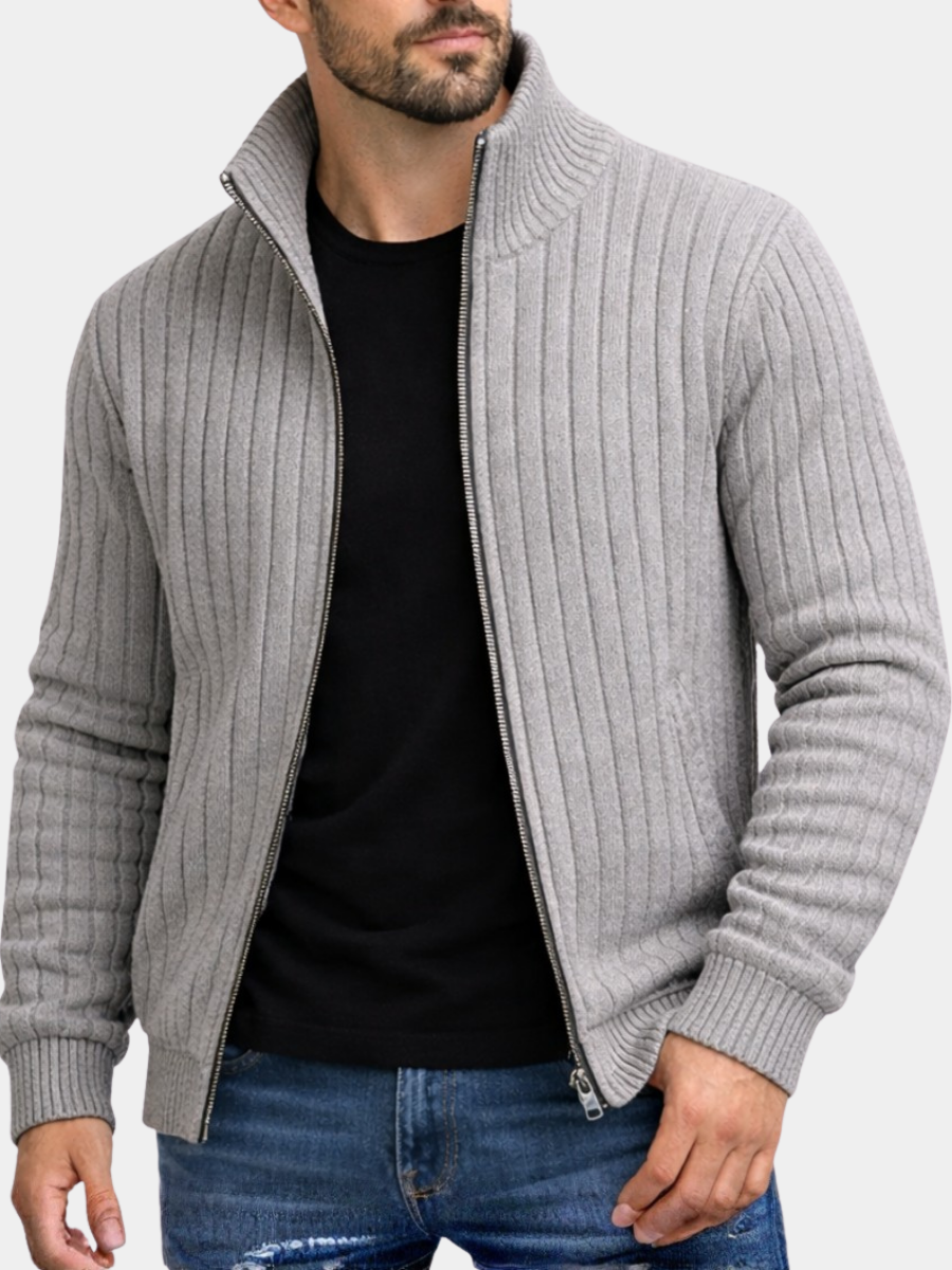 MANSSINO™ | Men's Ribbed Knit Zip Cardigan