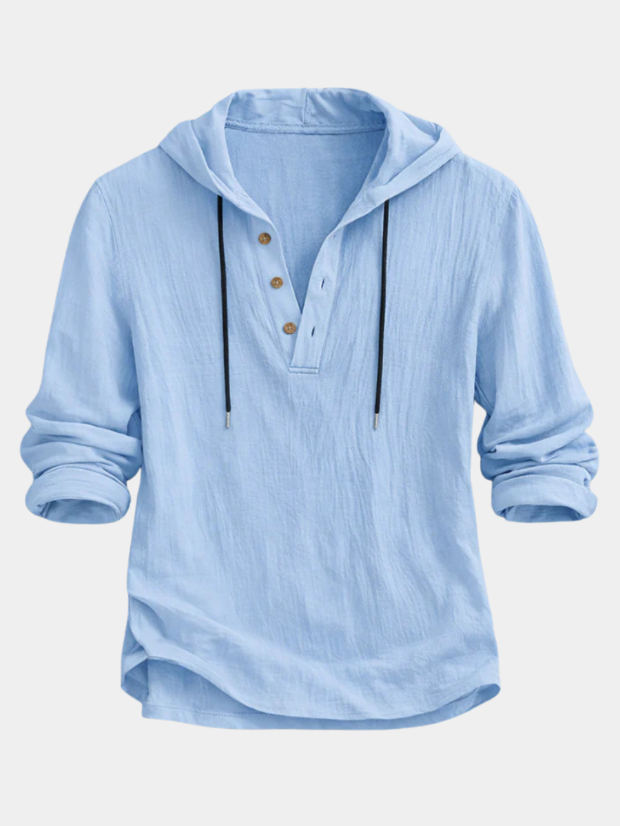 MANSSINO™ | Men's Hooded Linen Henley Pullover