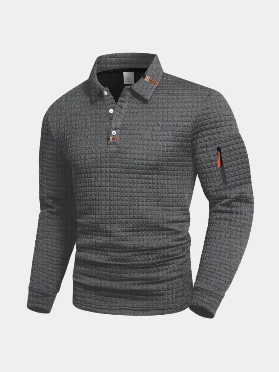 MANSSINO™ | Textured Long-Sleeve Polo
