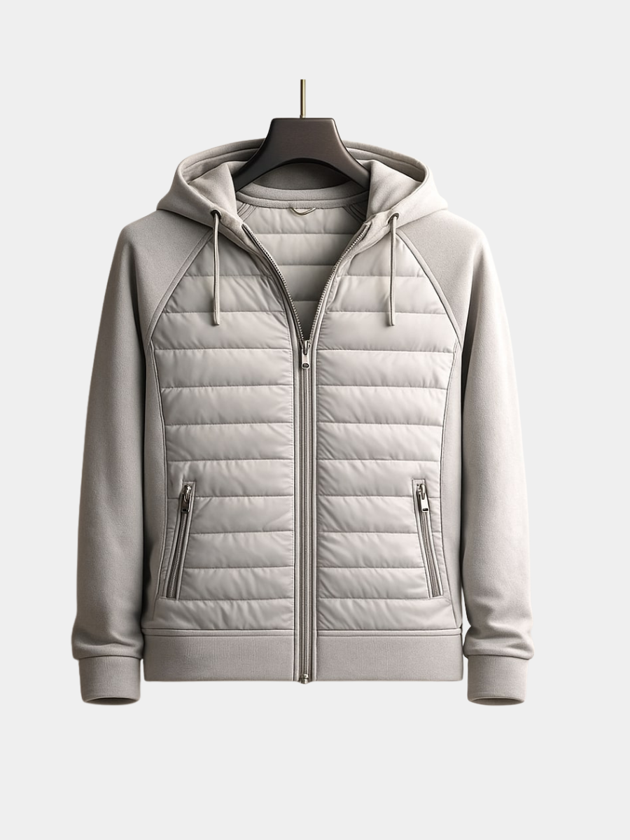MANSSINO™ | Quilted-Panel Zip-Up Hoodie