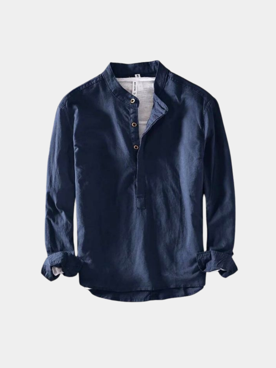 MANSSINO™ | Men's Linen Collarless Short-Sleeve Shirt
