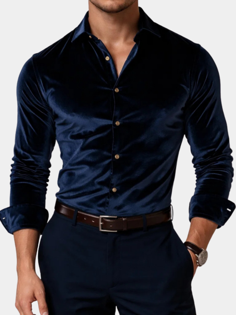 MANSSINO™ | Men's Velvet Long-Sleeve Shirt