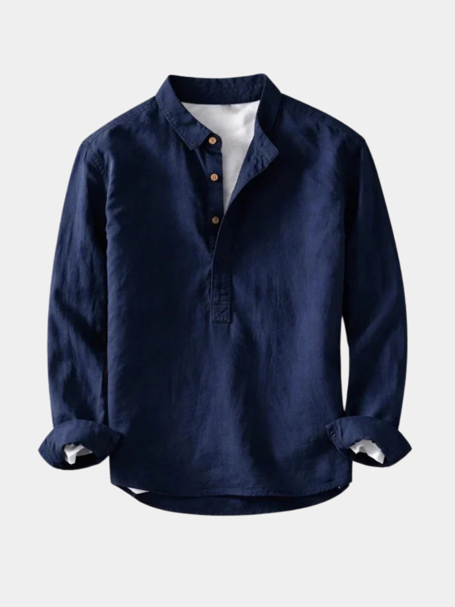 MANSSINO™ | Men's Linen-Cotton Henley Pullover Shirt