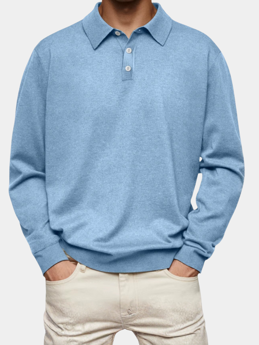 MANSSINO™ | Men's Long-Sleeve Polo with Contrast Collar