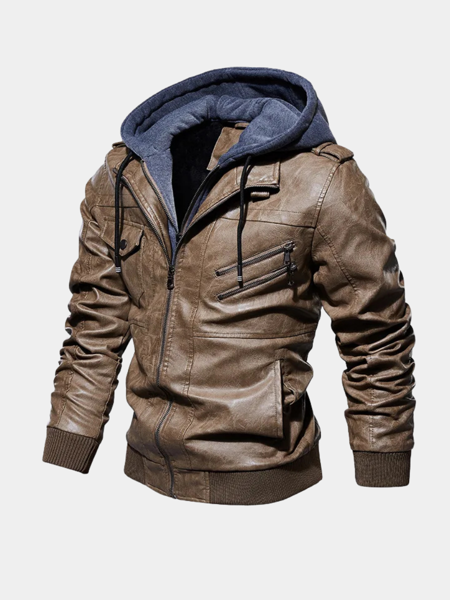 MANSSINO™ | Hooded Leather Jacket