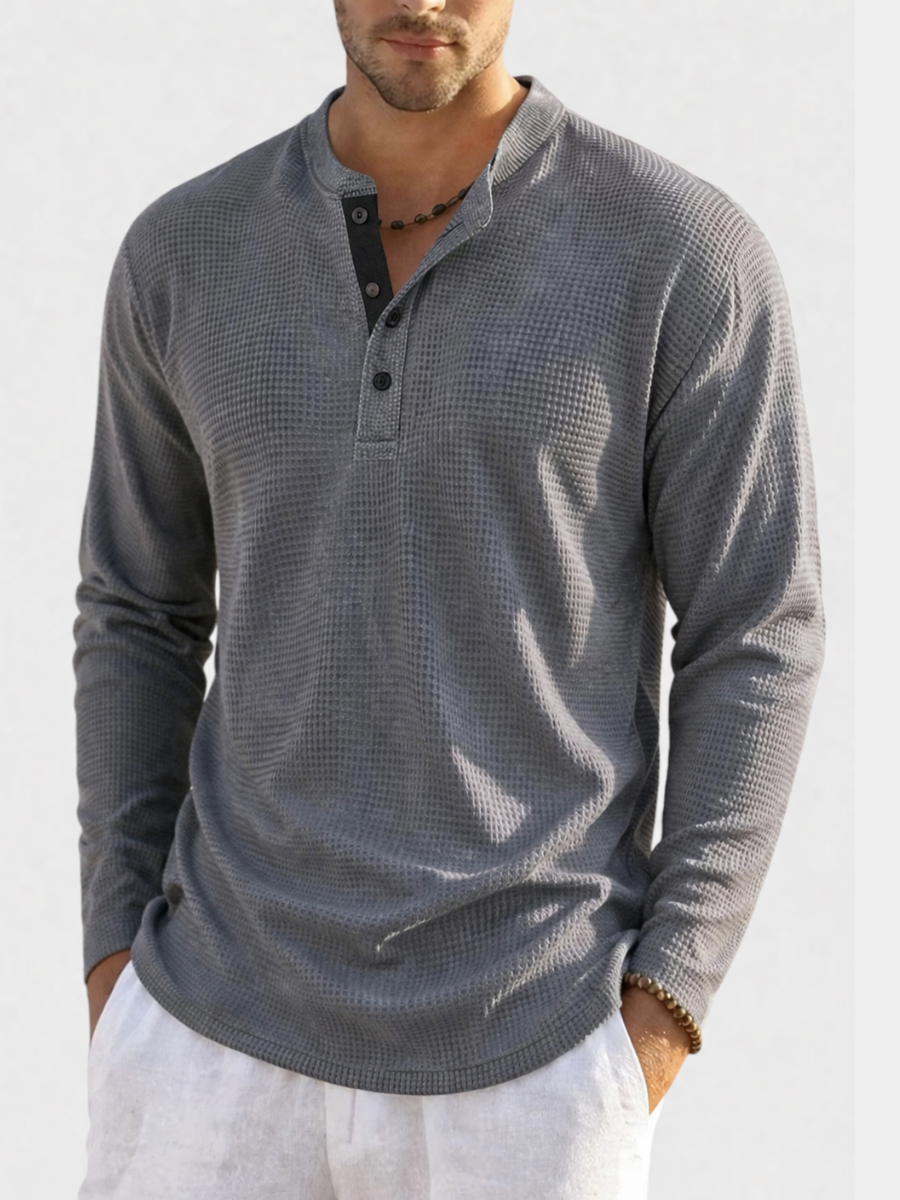 MANSSINO™ | Men's Waffle-Knit Henley Tee