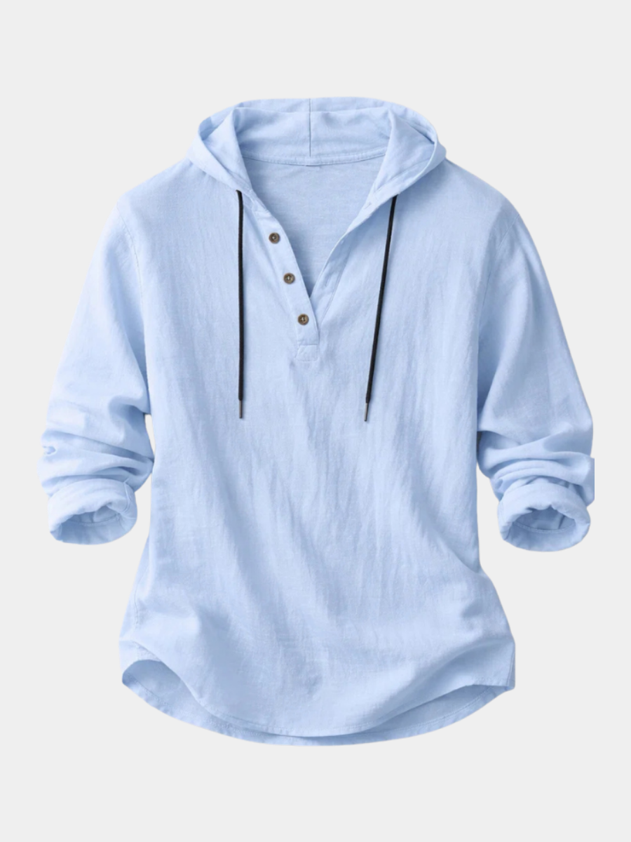 MANSSINO™ | Men's Linen Hooded Henley Shirt