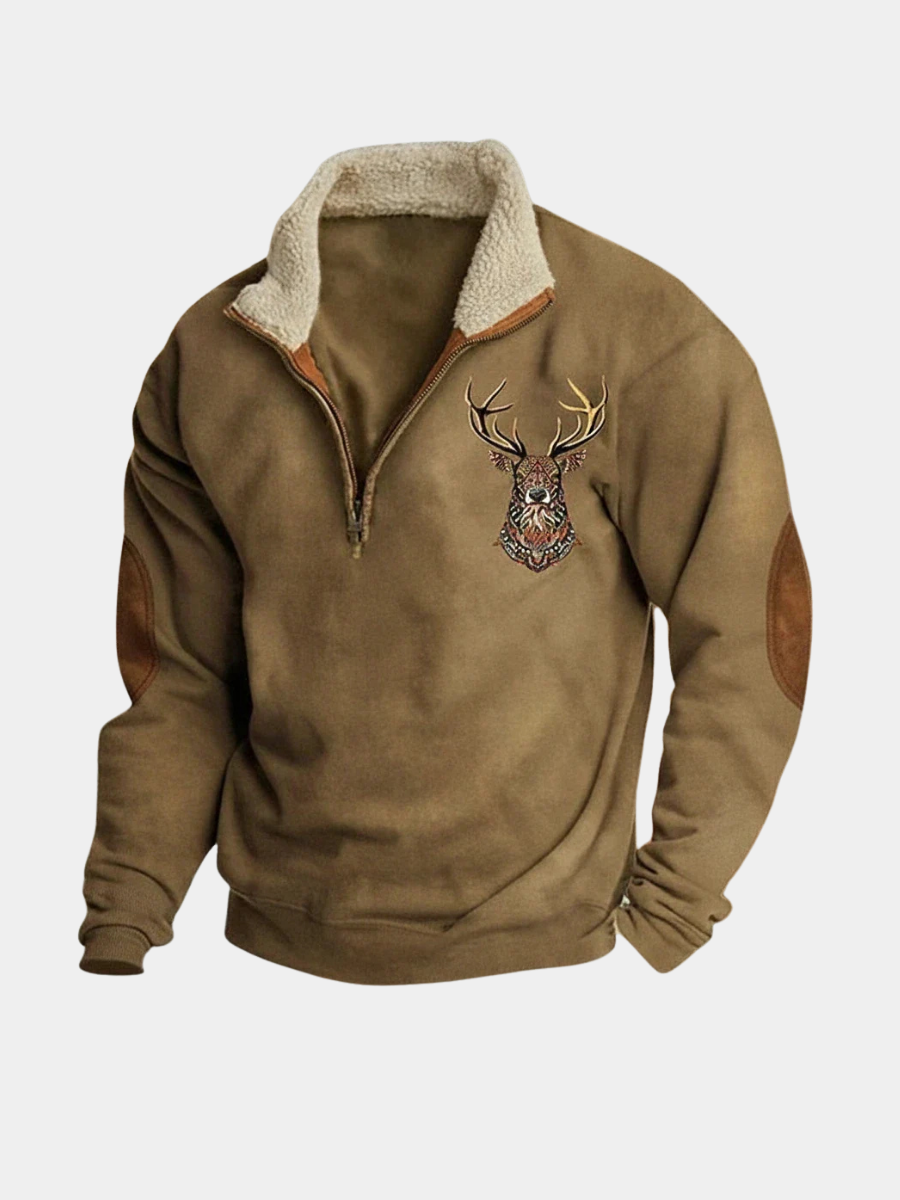 MANSSINO™ | Half-Zip Fleece-Lined Stag Knit