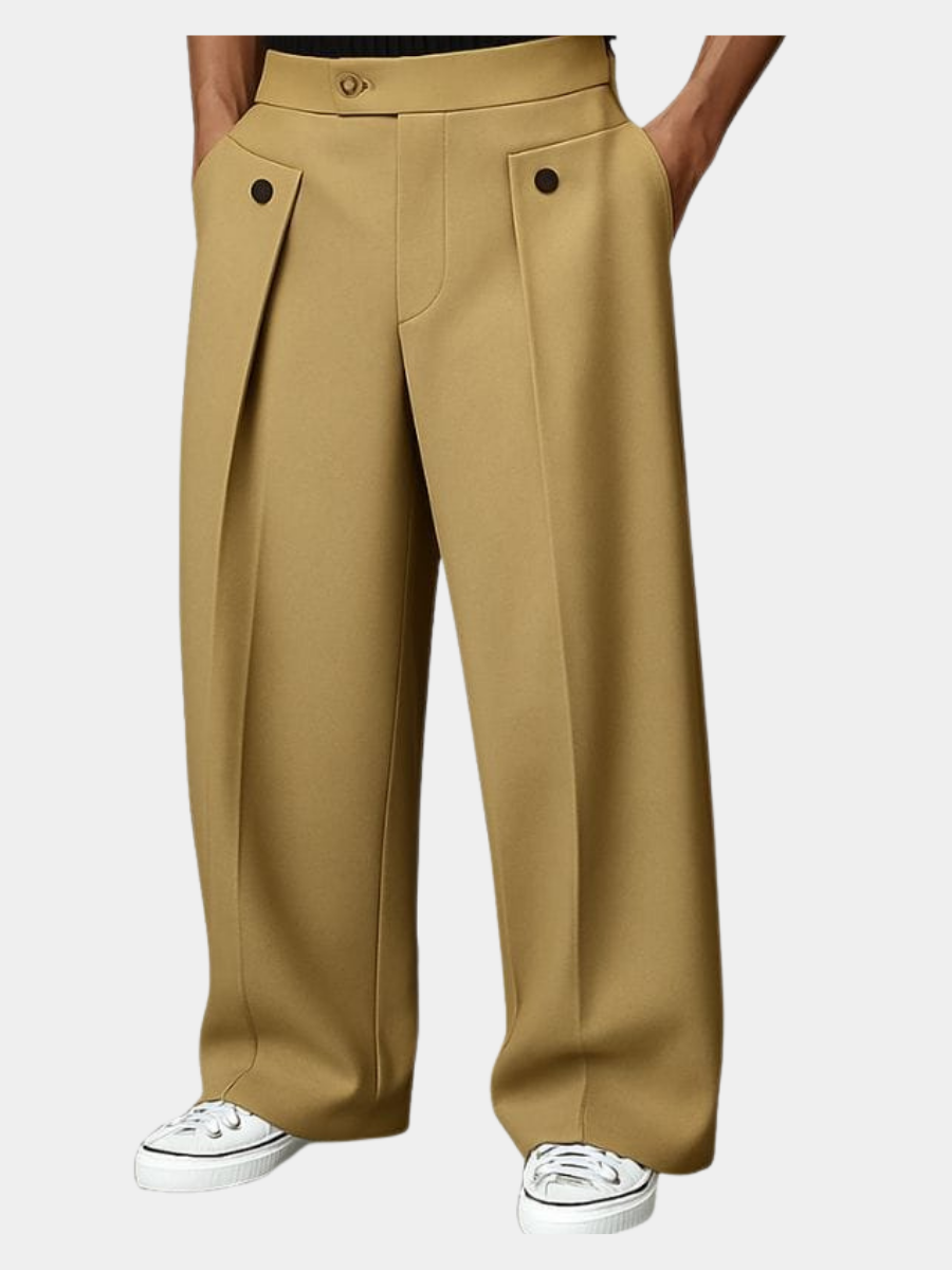 MANSSINO™ | Men's Pleated Button-Tab Trousers