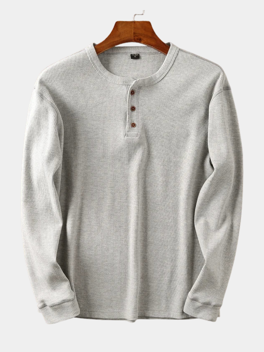 MANSSINO™ | Waffle-Knit Long Sleeve Henley