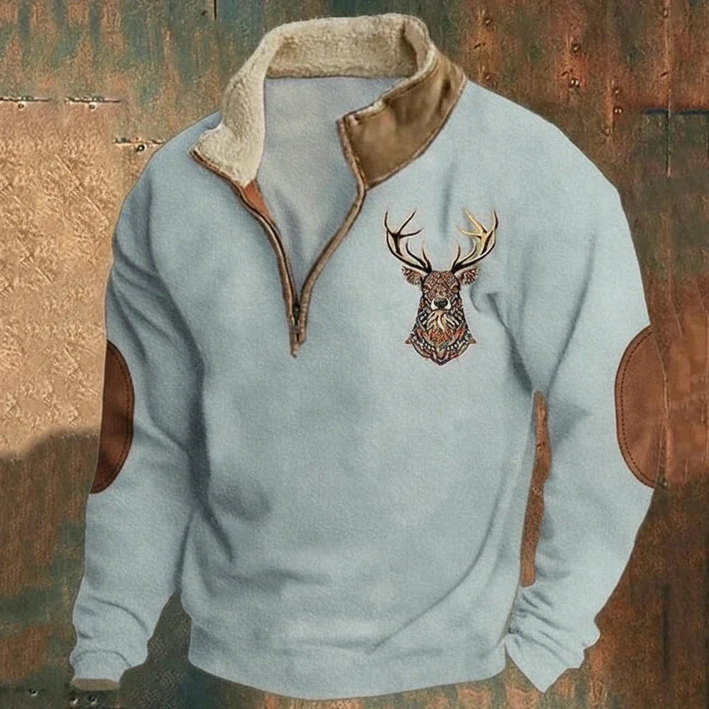 MANSSINO™ | Half-Zip Fleece-Lined Stag Knit