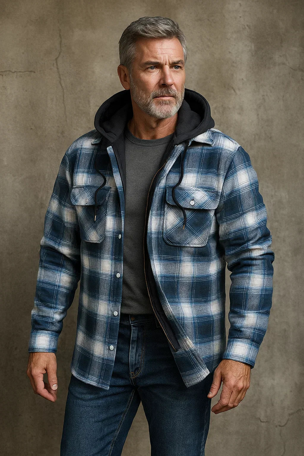 MANSSINO™ | Wool-Blend Check Zip Jacket