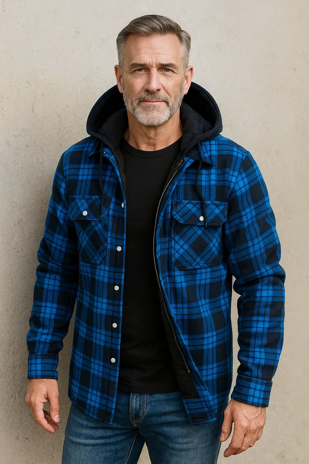 MANSSINO™ | Wool-Blend Check Zip Jacket