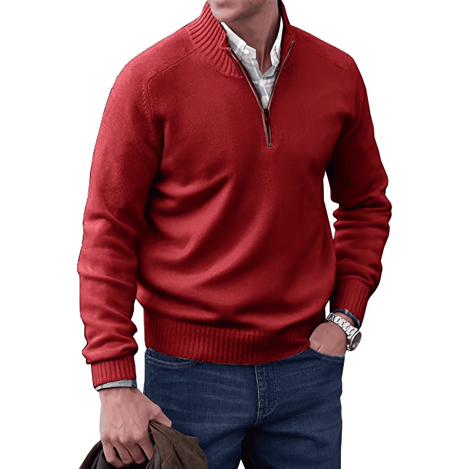 MANSSINO™ | Zip-Neck High-collar knit