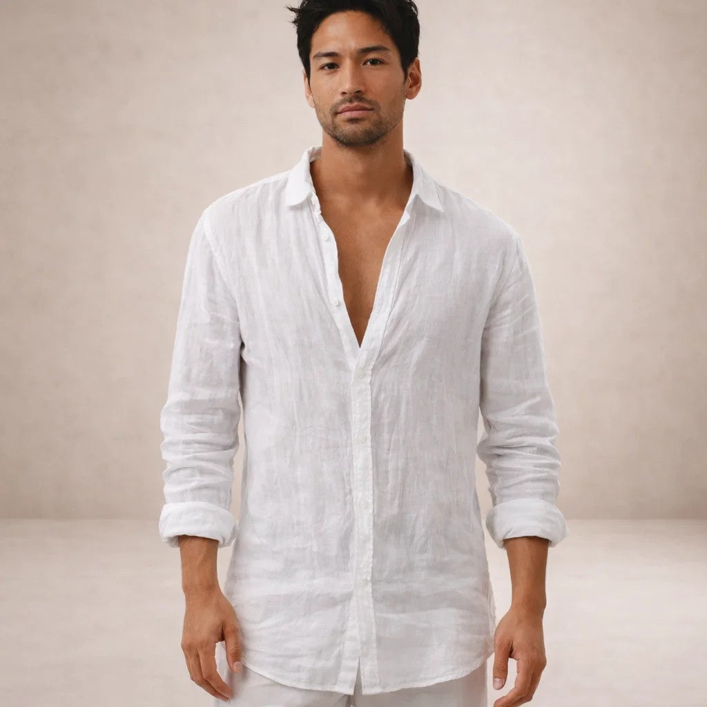 MANSSINO™ | Open-Collar Linen Shirt
